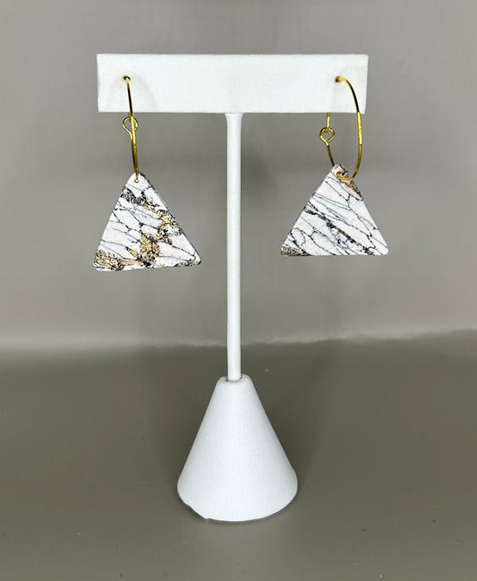 Marbled, triangle, hoop earrings