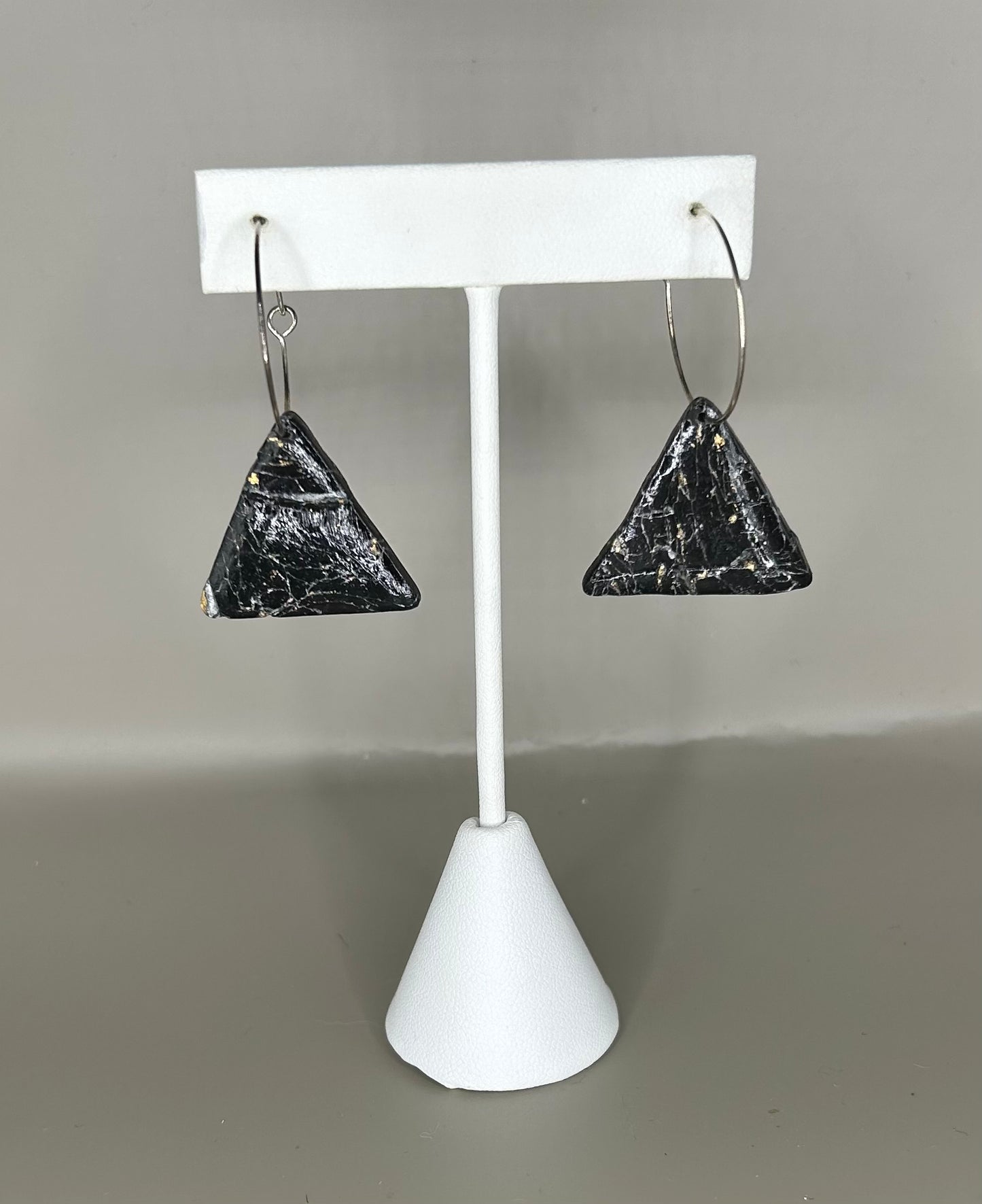 Marbled, triangle, hoop earrings