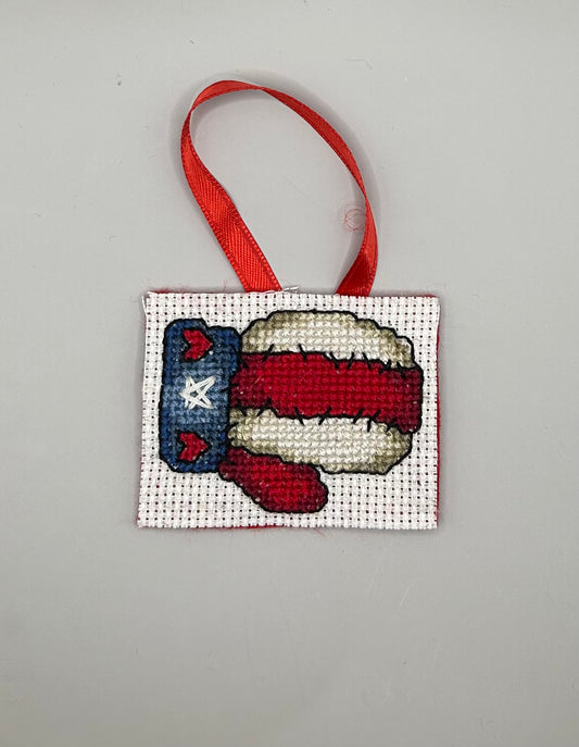 Americana mitten ornament