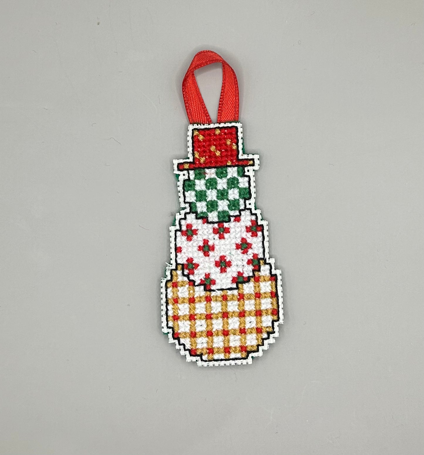 Patterned snowman ornament (trimmed)