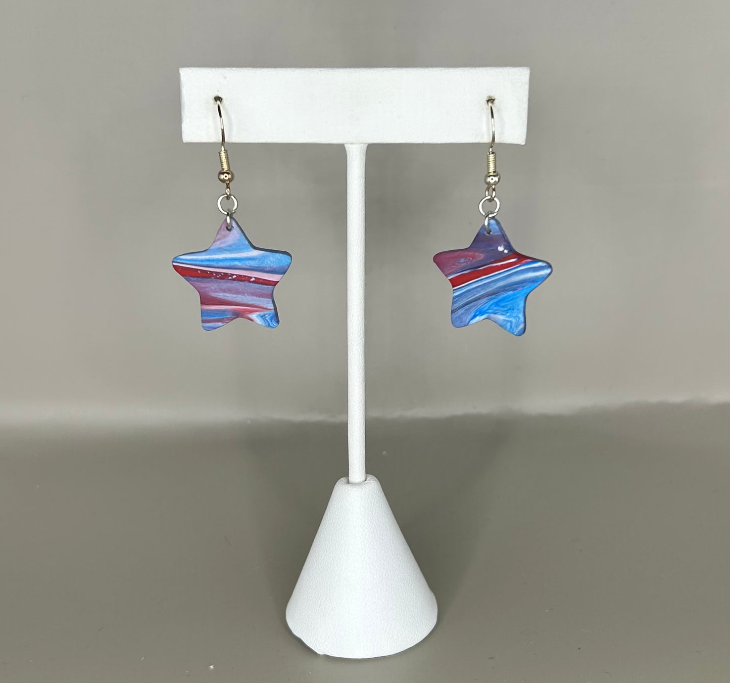 Marbled red, white, & blue earrings