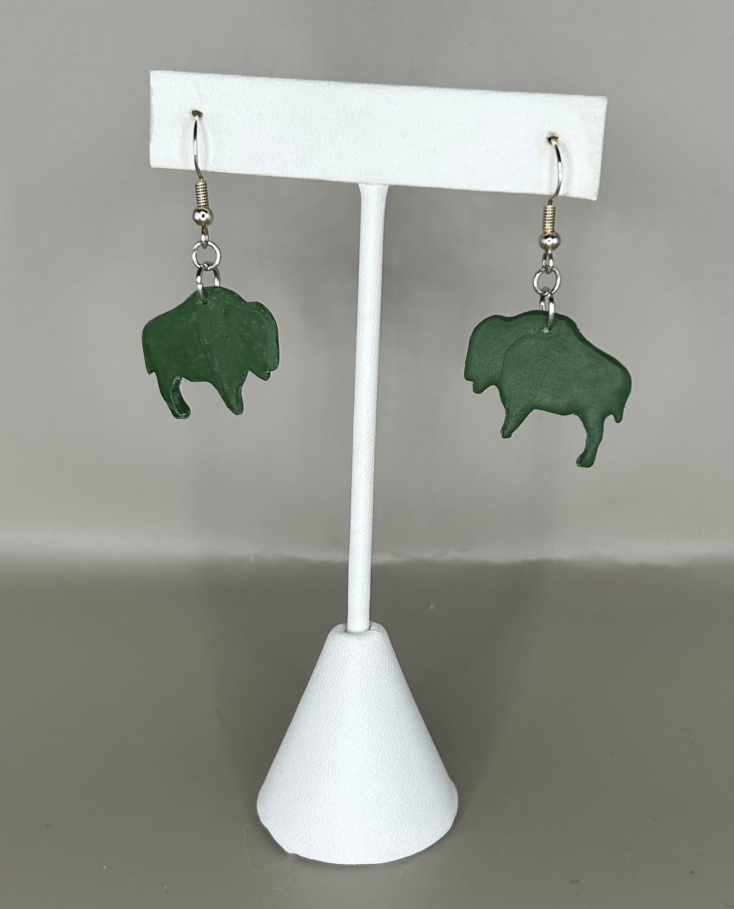 Green bison earrings